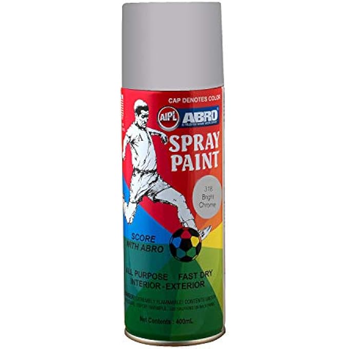 Abro SP-C1-318 MULTIPURPOSE COLOUR SPRAY PAINT CAN FOR CARS AND BIKES (400ML, BRIGHT CHROME, 1 PC) - Image 1